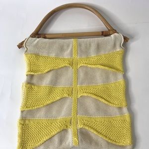 STOLL Crochet Knit Purse with Wooden Handles